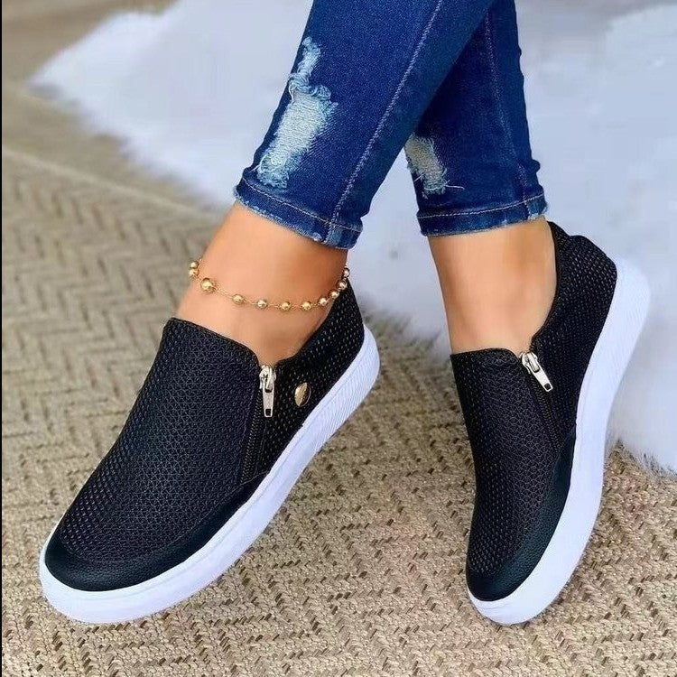 New Casual Sports Fashion Women's Zipper Sneakers