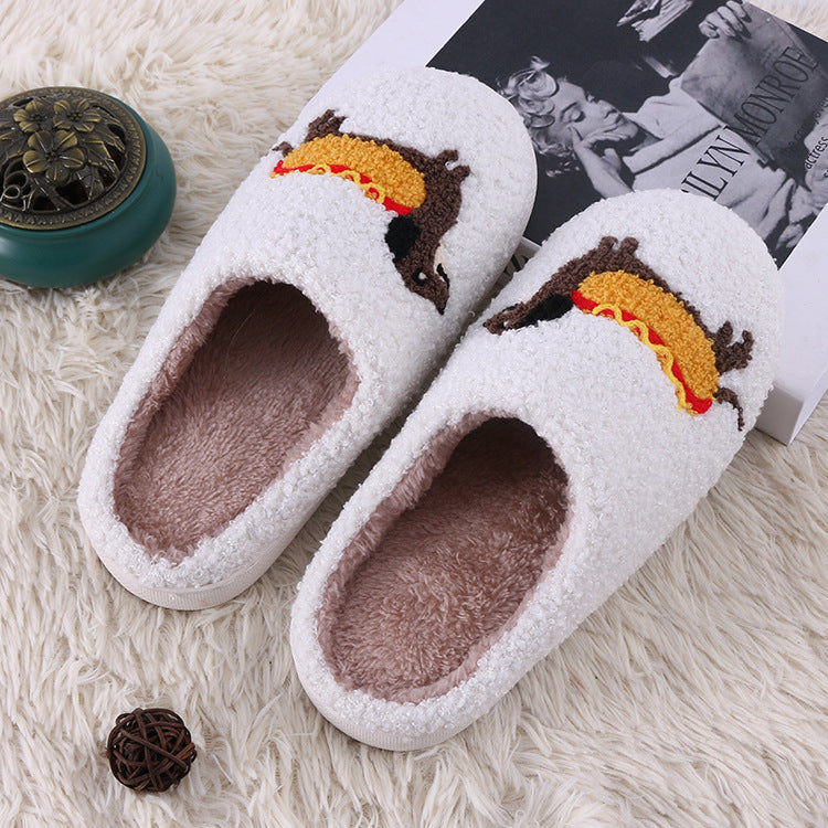 Female Creative Cartoon Printing Home Plush Cotton Slippers