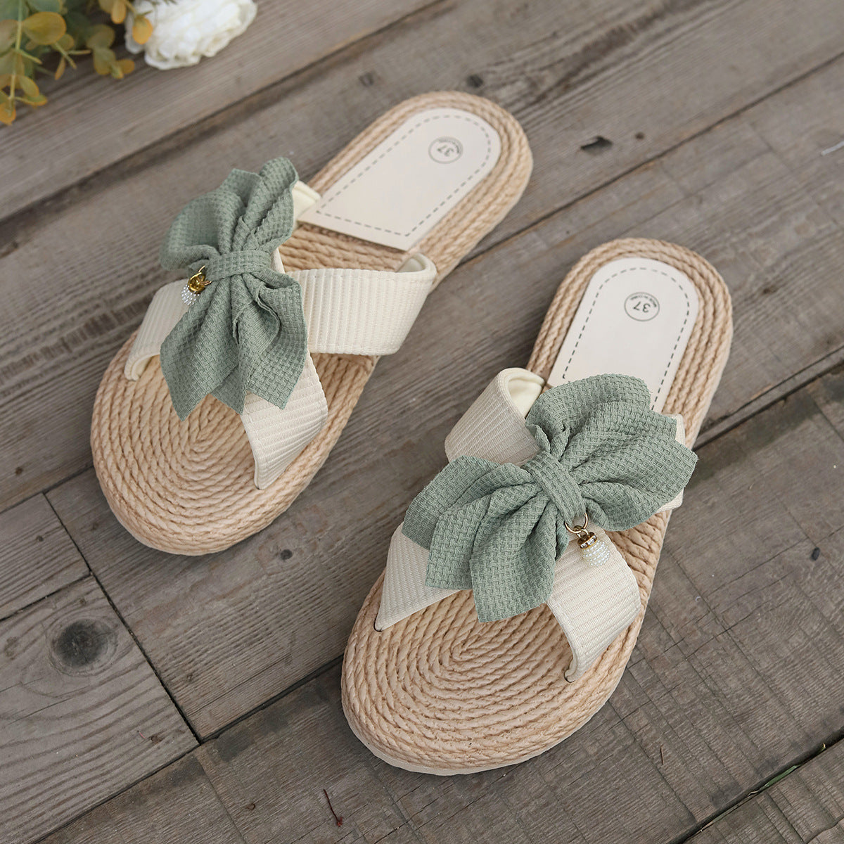 Plus Size Cross Women's Flat Flower Fashion Casual Outdoor Slippers