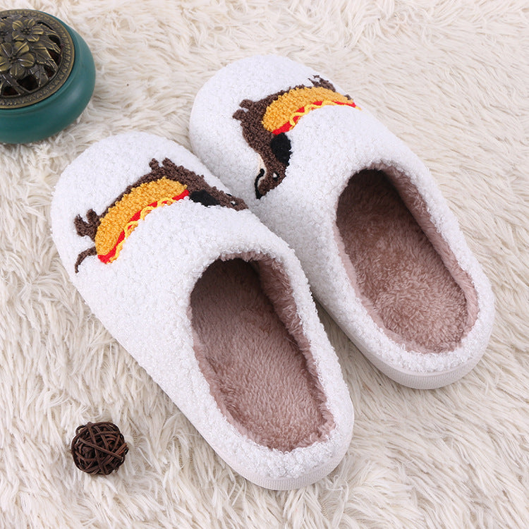 Female Creative Cartoon Printing Home Plush Cotton Slippers