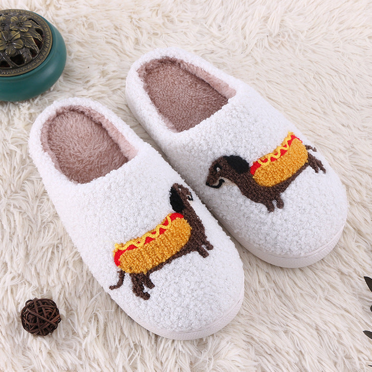 Female Creative Cartoon Printing Home Plush Cotton Slippers