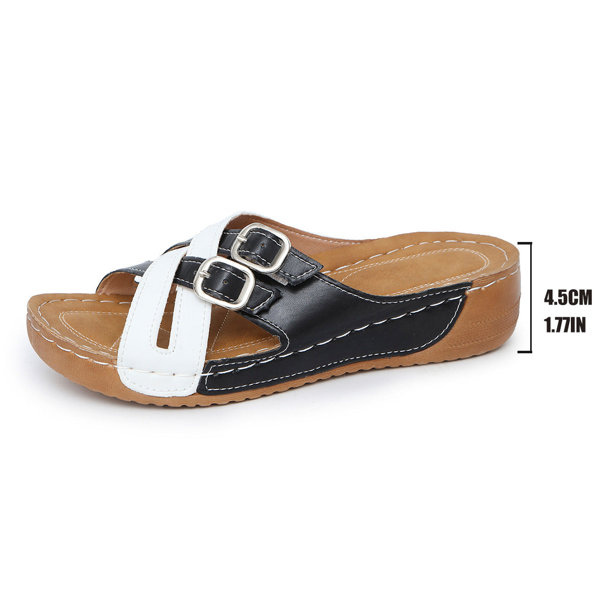 Fish Mouth One-word Belt Buckle Women's Fashion Platform Wedge Slippers