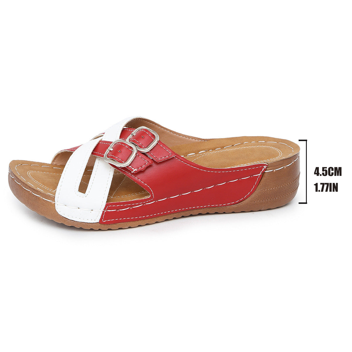 Fish Mouth One-word Belt Buckle Women's Fashion Platform Wedge Slippers