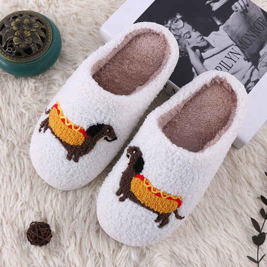 Female Creative Cartoon Printing Home Plush Cotton Slippers