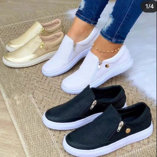 New Casual Sports Fashion Women's Zipper Sneakers